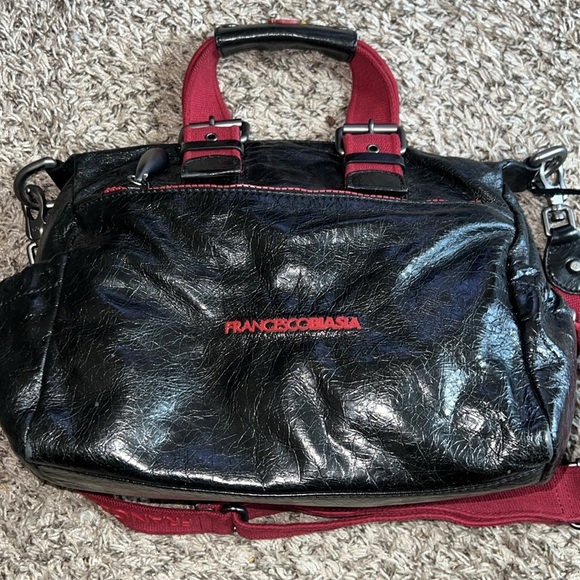 Francesco Biasia Red and Black Leather Hobo Designer Rare Bag - Picture 2 of 16